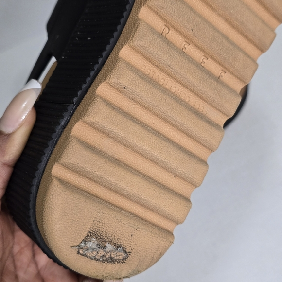Reef Water Vista Higher Sandals Women's Size 8 Black Tan Platform Vacation - Picture 12 of 13